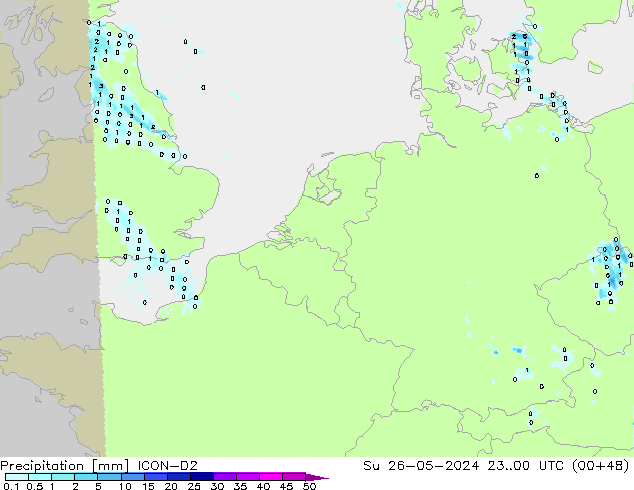 Precipitation ICON-D2 Su 26.05.2024 00 UTC