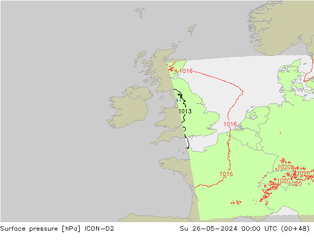 ciśnienie ICON-D2 nie. 26.05.2024 00 UTC