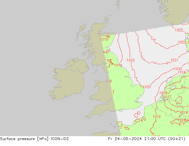 приземное давление ICON-D2 пт 24.05.2024 21 UTC
