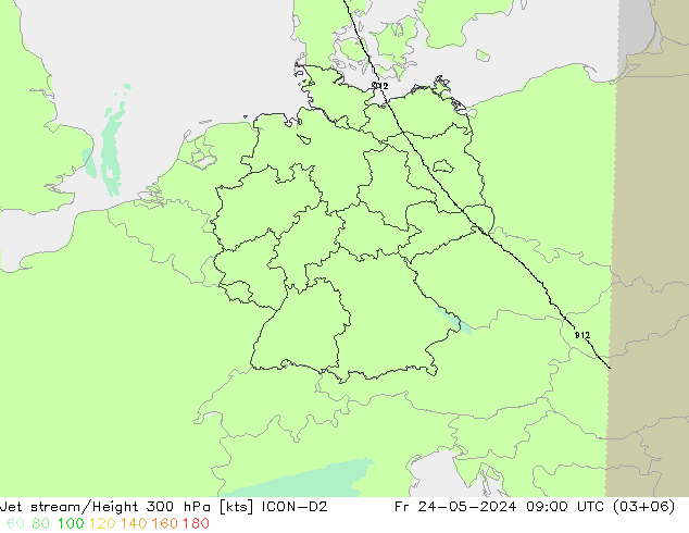 Jet stream/Height 300 hPa ICON-D2 Fr 24.05.2024 09 UTC