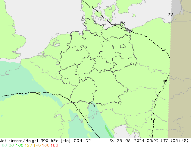 Jet Akımları ICON-D2 Paz 26.05.2024 03 UTC