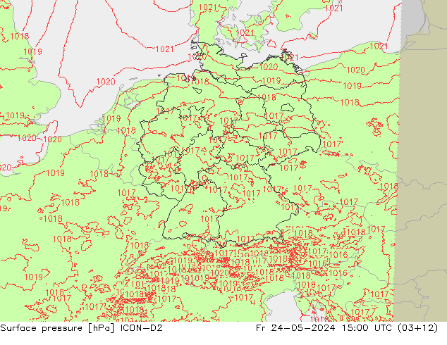 Bodendruck ICON-D2 Fr 24.05.2024 15 UTC