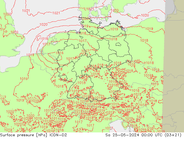 pressão do solo ICON-D2 Sáb 25.05.2024 00 UTC