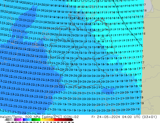 Height/Temp. 500 hPa ICON-D2 星期五 24.05.2024 04 UTC