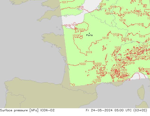 pression de l'air ICON-D2 ven 24.05.2024 05 UTC