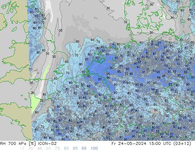 RH 700 hPa ICON-D2 Fr 24.05.2024 15 UTC