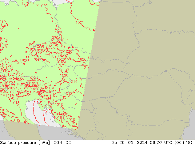 Yer basıncı ICON-D2 Paz 26.05.2024 06 UTC