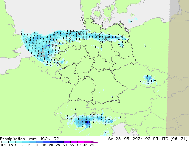 Niederschlag ICON-D2 Sa 25.05.2024 03 UTC