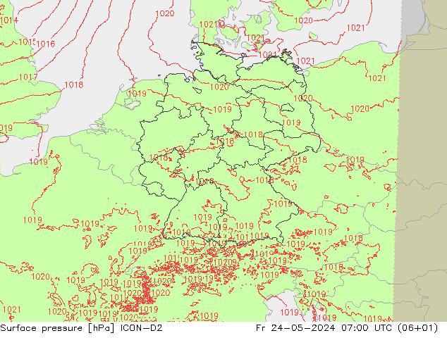 ciśnienie ICON-D2 pt. 24.05.2024 07 UTC