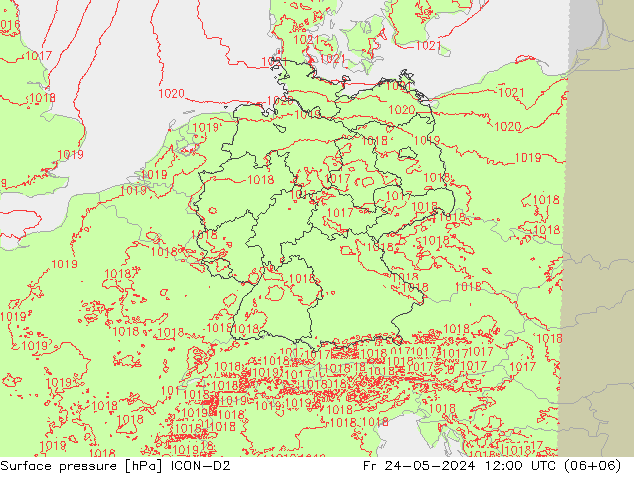 Luchtdruk (Grond) ICON-D2 vr 24.05.2024 12 UTC