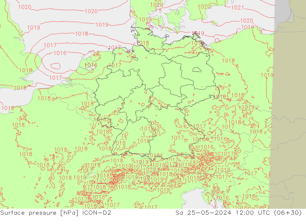 pression de l'air ICON-D2 sam 25.05.2024 12 UTC