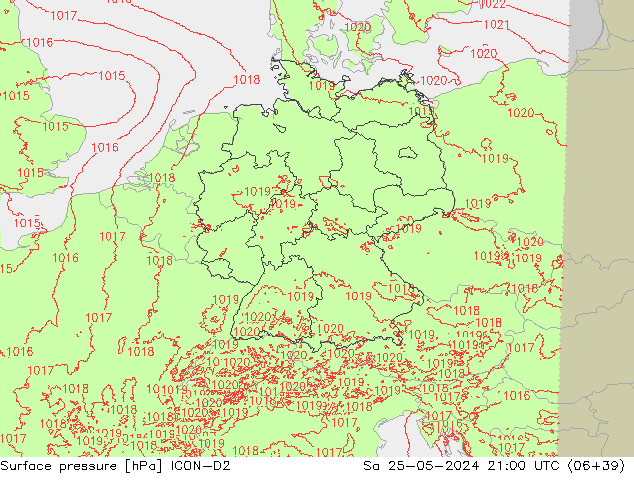 Luchtdruk (Grond) ICON-D2 za 25.05.2024 21 UTC