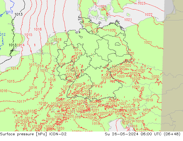 pression de l'air ICON-D2 dim 26.05.2024 06 UTC
