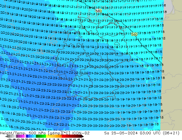 Height/Temp. 500 hPa ICON-D2  25.05.2024 03 UTC