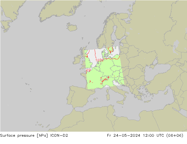 Atmosférický tlak ICON-D2 Pá 24.05.2024 12 UTC