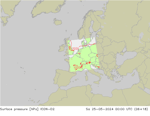 pression de l'air ICON-D2 sam 25.05.2024 00 UTC