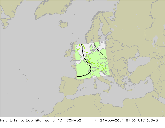 Height/Temp. 500 hPa ICON-D2  24.05.2024 07 UTC