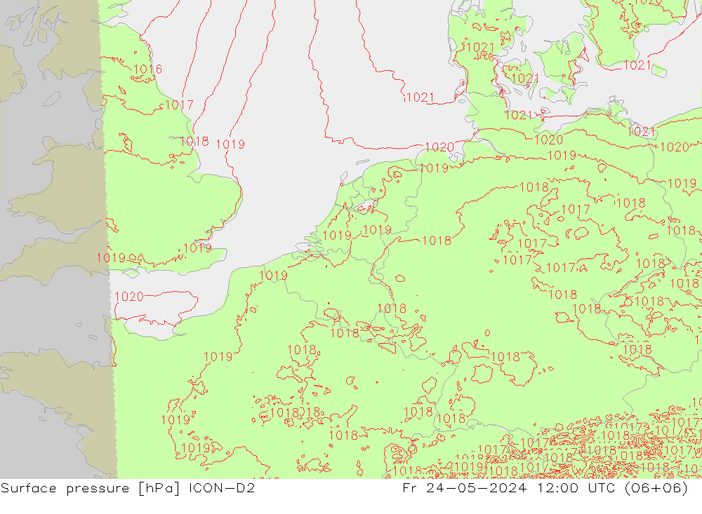 地面气压 ICON-D2 星期五 24.05.2024 12 UTC