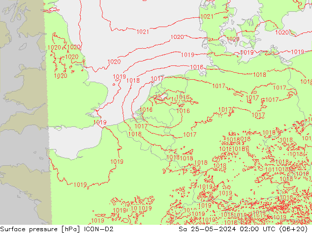 pression de l'air ICON-D2 sam 25.05.2024 02 UTC