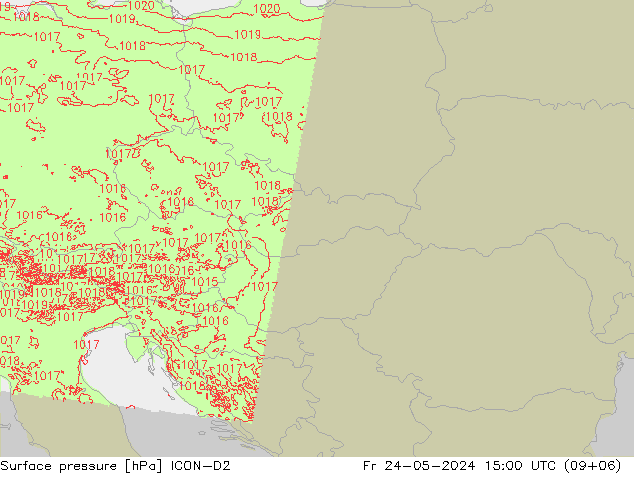 Surface pressure ICON-D2 Fr 24.05.2024 15 UTC