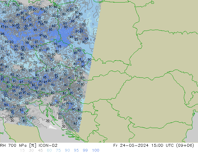 RH 700 гПа ICON-D2 пт 24.05.2024 15 UTC