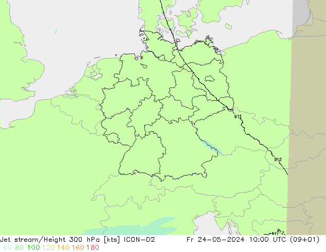 Jet stream ICON-D2 Sex 24.05.2024 10 UTC