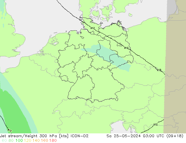 Jet stream/Height 300 hPa ICON-D2 So 25.05.2024 03 UTC