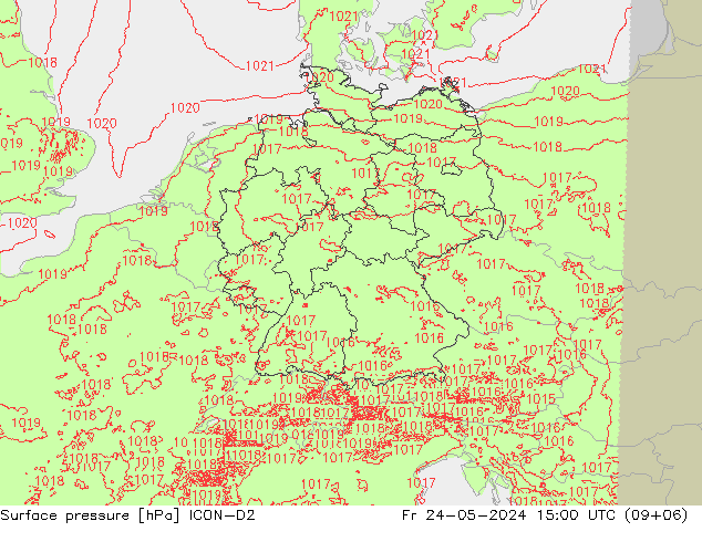 地面气压 ICON-D2 星期五 24.05.2024 15 UTC