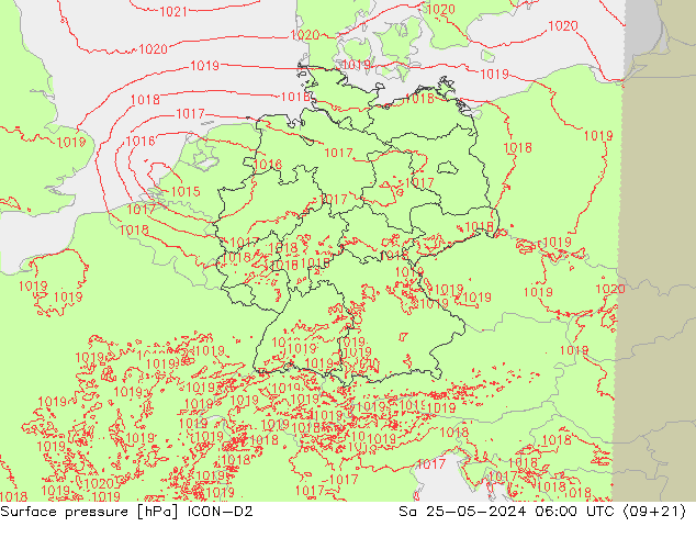 Bodendruck ICON-D2 Sa 25.05.2024 06 UTC