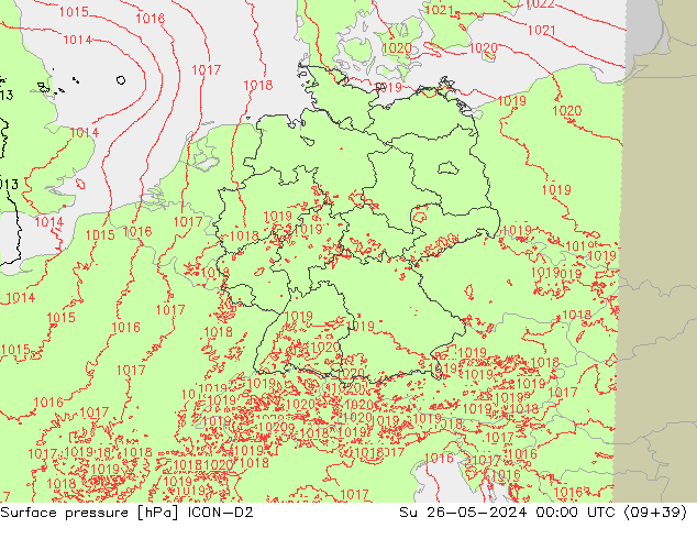 pressão do solo ICON-D2 Dom 26.05.2024 00 UTC