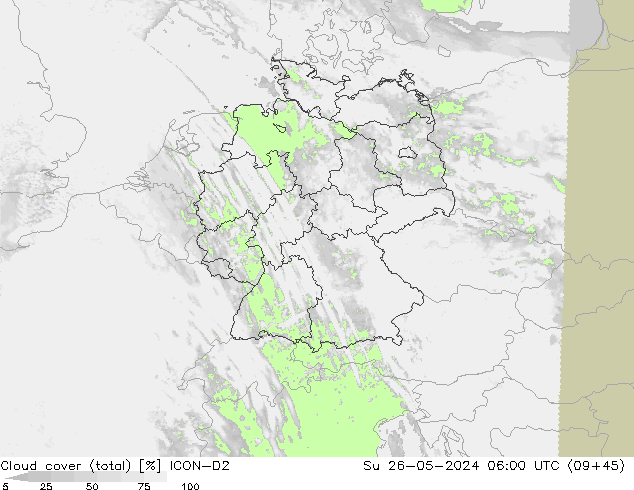 Bulutlar (toplam) ICON-D2 Paz 26.05.2024 06 UTC