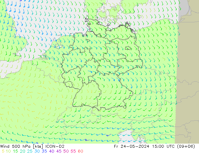 Wind 500 hPa ICON-D2 Fr 24.05.2024 15 UTC