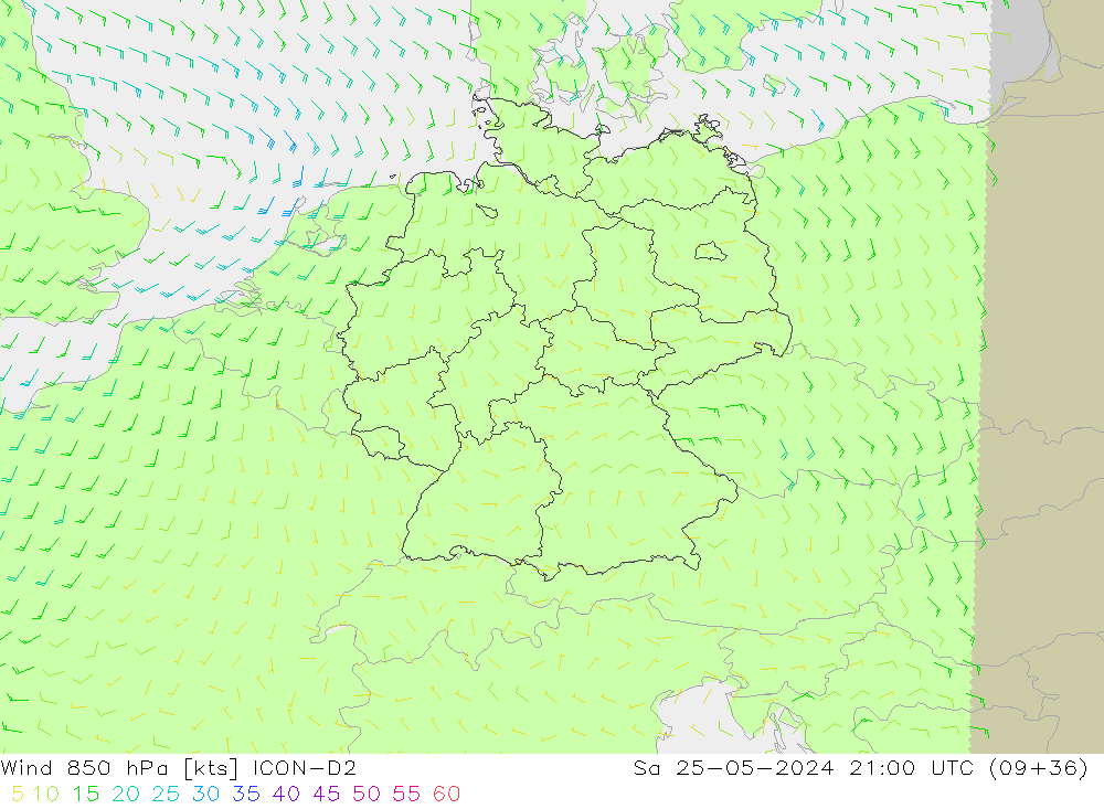 Wind 850 hPa ICON-D2 So 25.05.2024 21 UTC