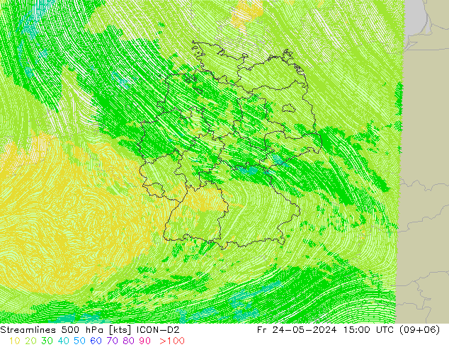 风 500 hPa ICON-D2 星期五 24.05.2024 15 UTC