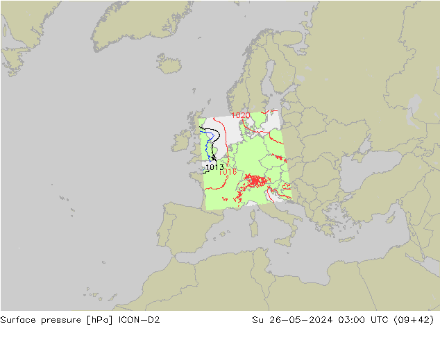 Yer basıncı ICON-D2 Paz 26.05.2024 03 UTC