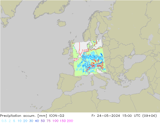 Nied. akkumuliert ICON-D2 Fr 24.05.2024 15 UTC