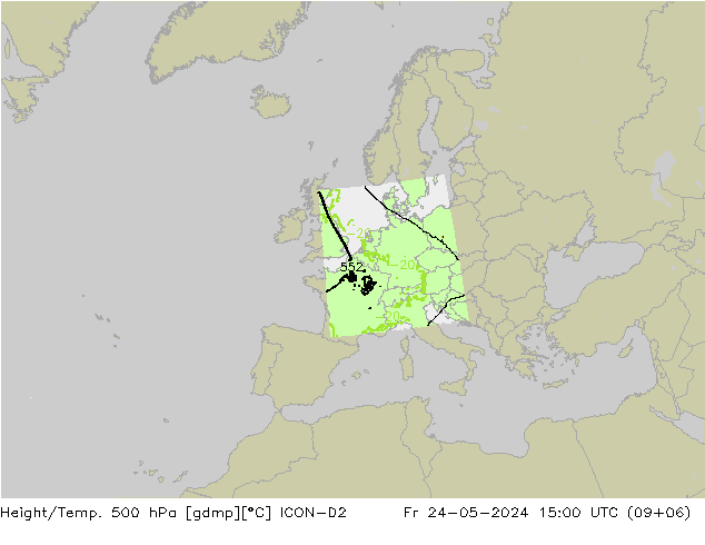 Height/Temp. 500 hPa ICON-D2 星期五 24.05.2024 15 UTC