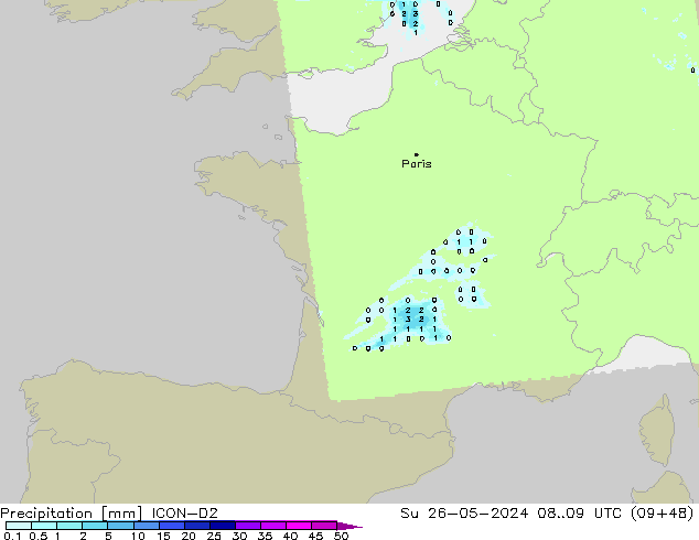 Yağış ICON-D2 Paz 26.05.2024 09 UTC
