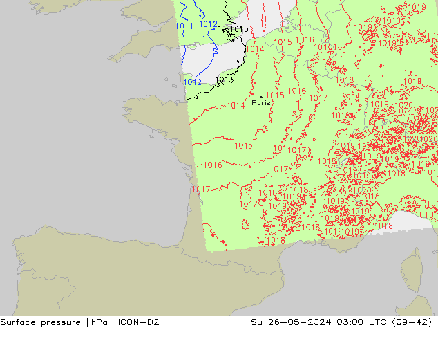 Bodendruck ICON-D2 So 26.05.2024 03 UTC