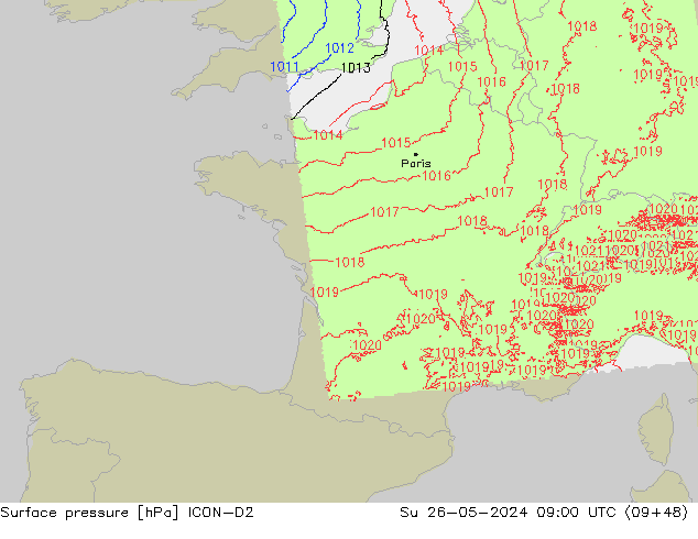 pression de l'air ICON-D2 dim 26.05.2024 09 UTC