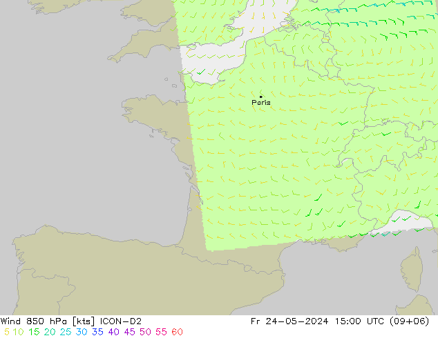 Wind 850 hPa ICON-D2 Fr 24.05.2024 15 UTC
