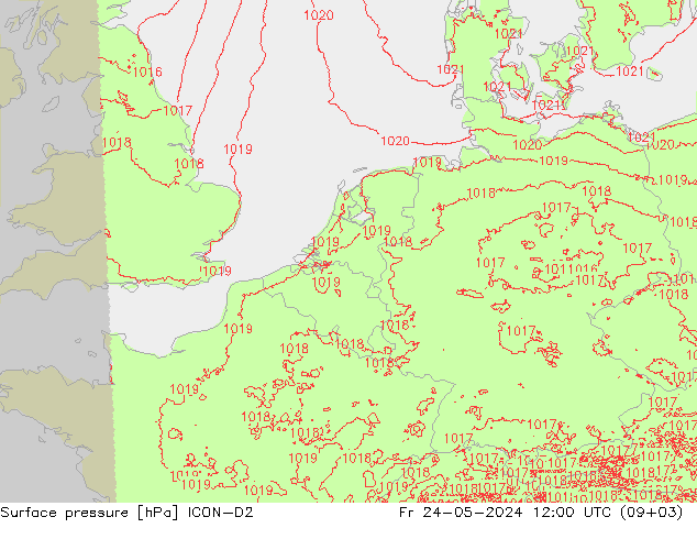 Surface pressure ICON-D2 Fr 24.05.2024 12 UTC