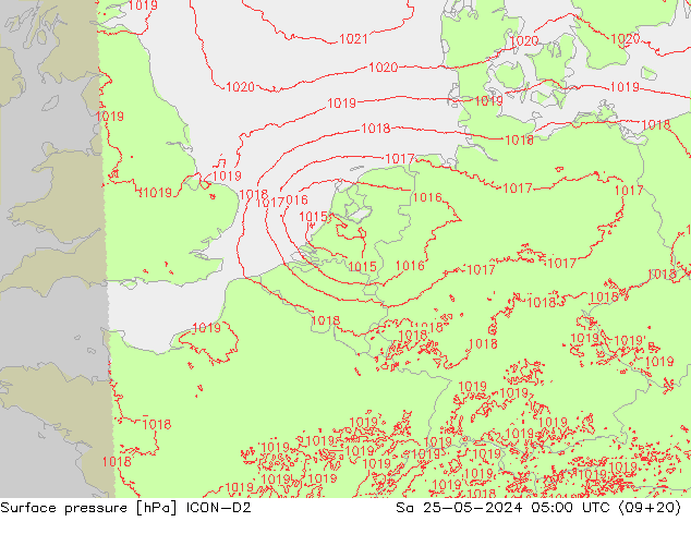 Bodendruck ICON-D2 Sa 25.05.2024 05 UTC