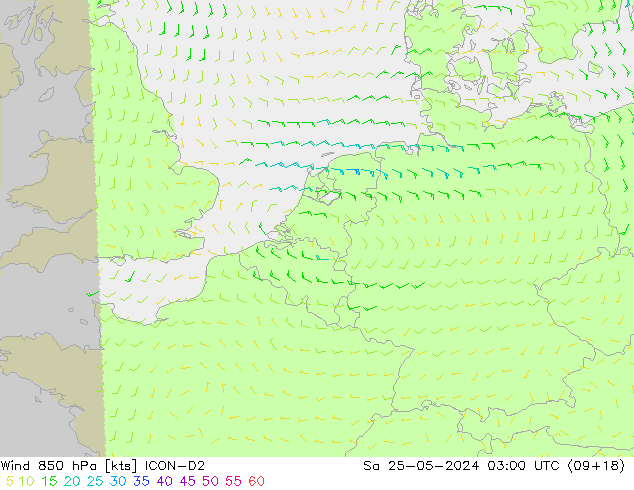 Wind 850 hPa ICON-D2 Sa 25.05.2024 03 UTC