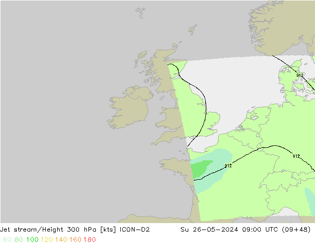 Jet Akımları ICON-D2 Paz 26.05.2024 09 UTC
