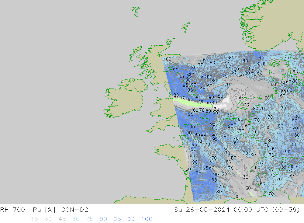 RH 700 hPa ICON-D2  26.05.2024 00 UTC