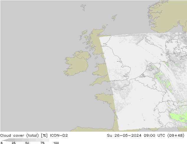 облака (сумма) ICON-D2 Вс 26.05.2024 09 UTC