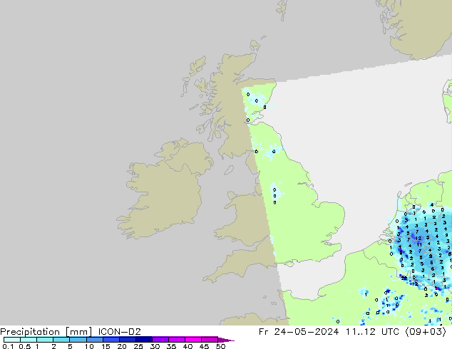 Neerslag ICON-D2 vr 24.05.2024 12 UTC