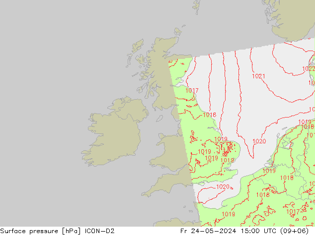 Atmosférický tlak ICON-D2 Pá 24.05.2024 15 UTC