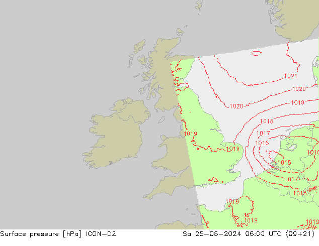 приземное давление ICON-D2 сб 25.05.2024 06 UTC